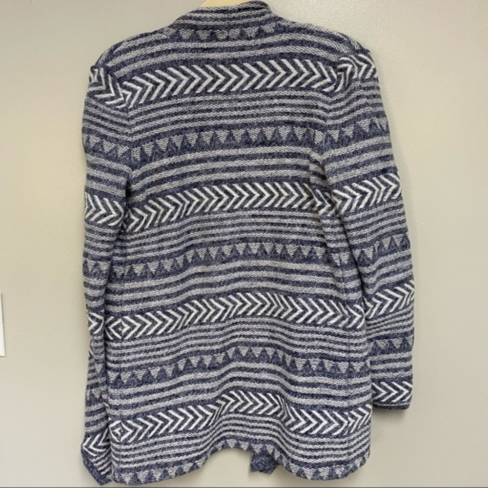 Lucky Brand Open Front Cardigan Blue Aztec Boho - Picture 3 of 7